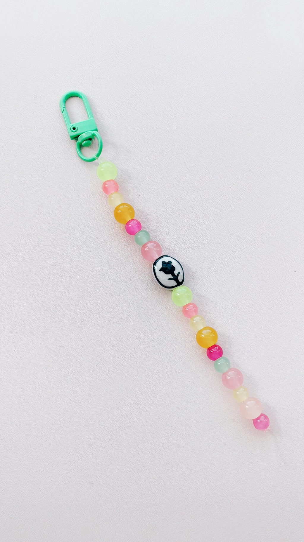 rainbow tulip beaded keychain bag charm
