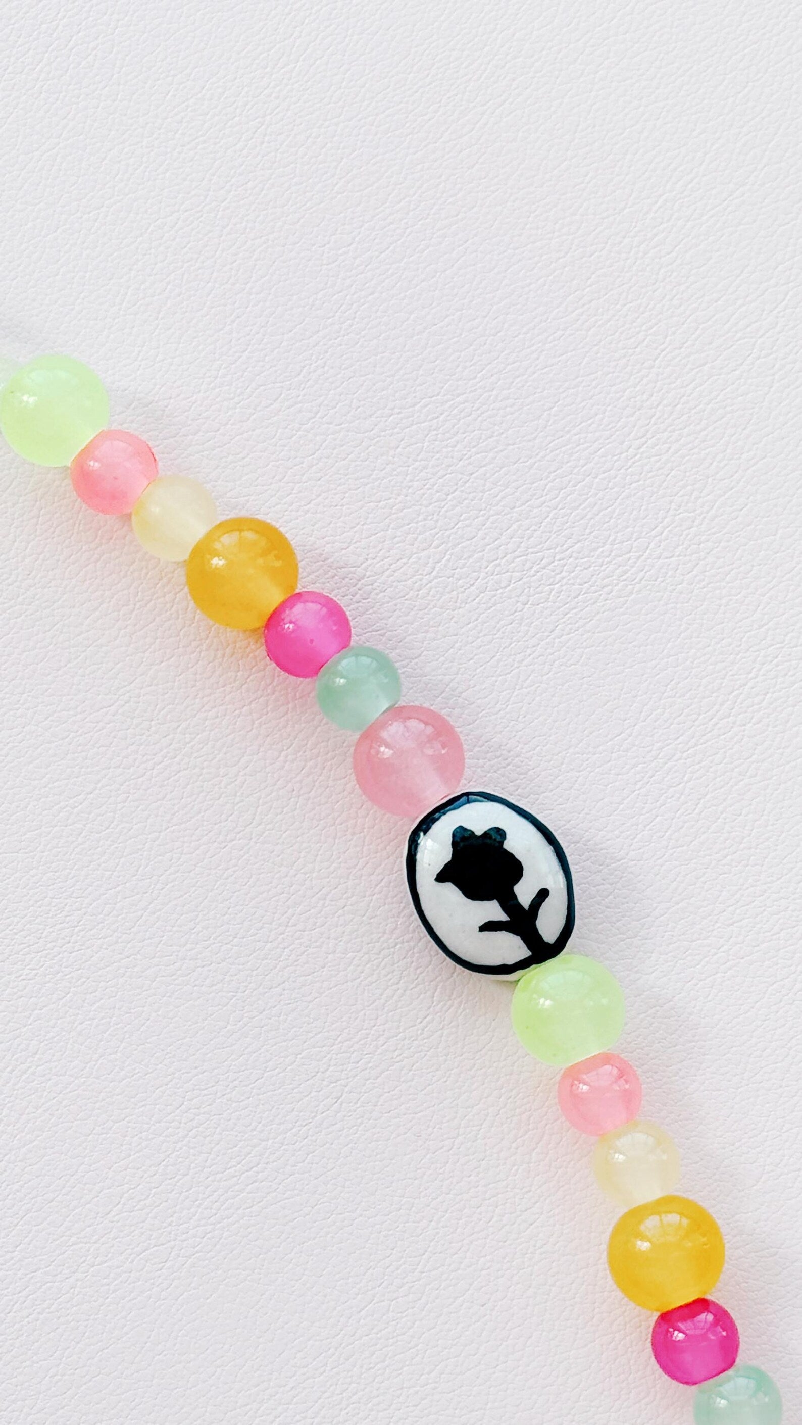 rainbow tulip beaded keychain bag charm