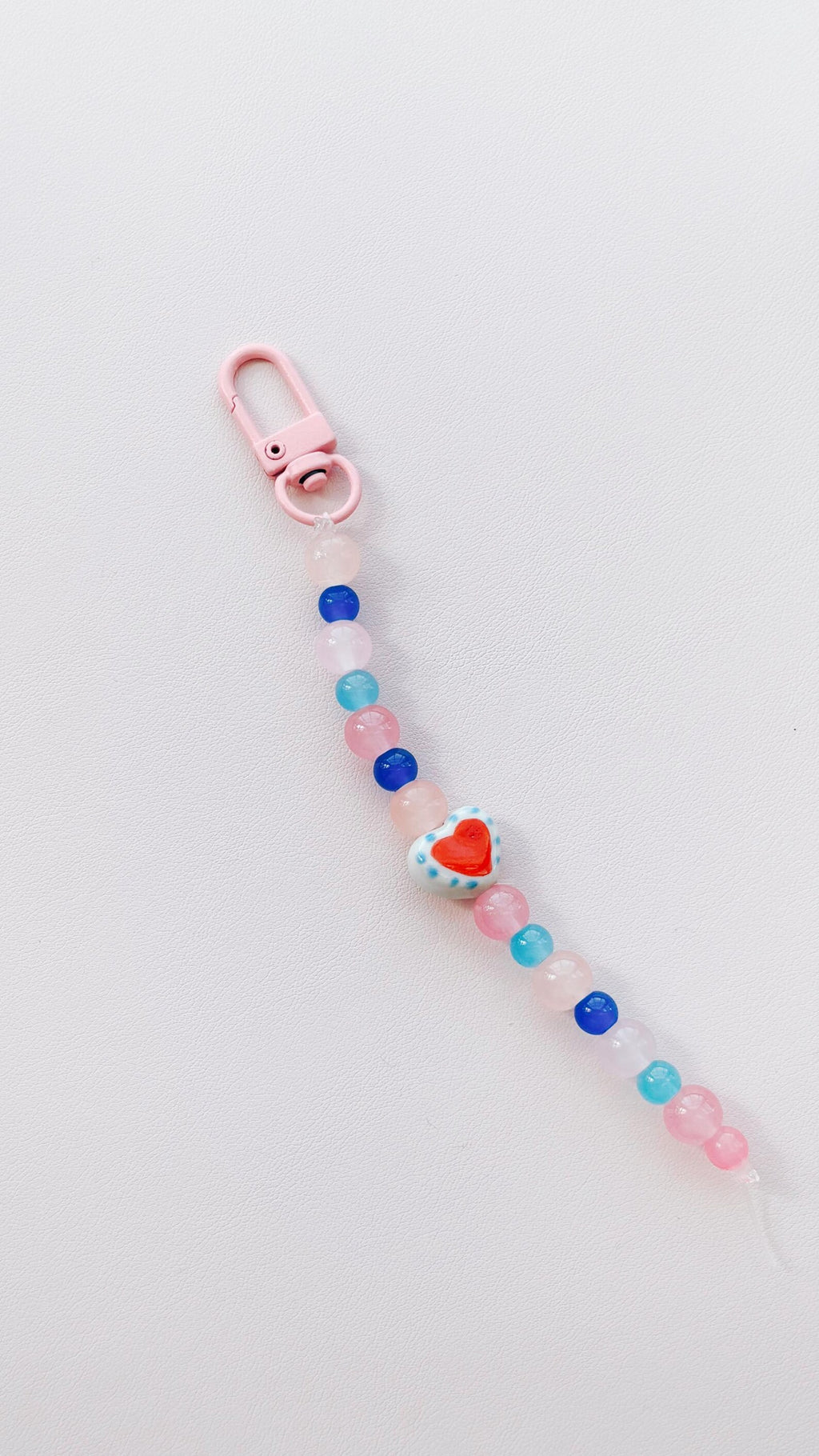 blue heart beaded keychain bag charm