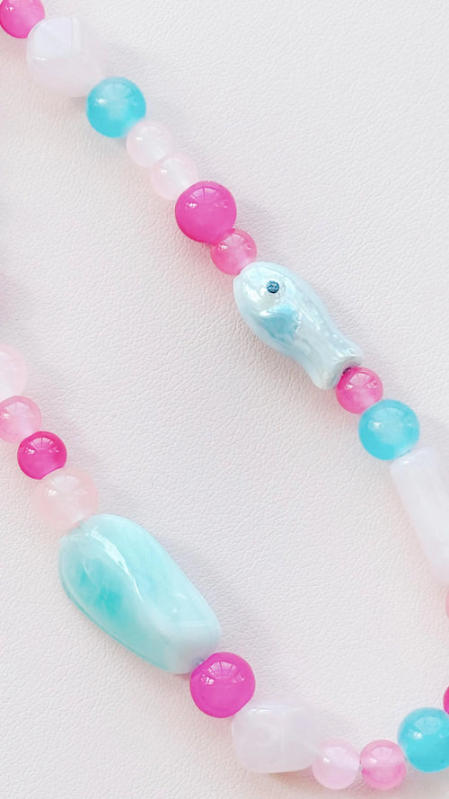 cotton candy fish beaded keychain bag charm