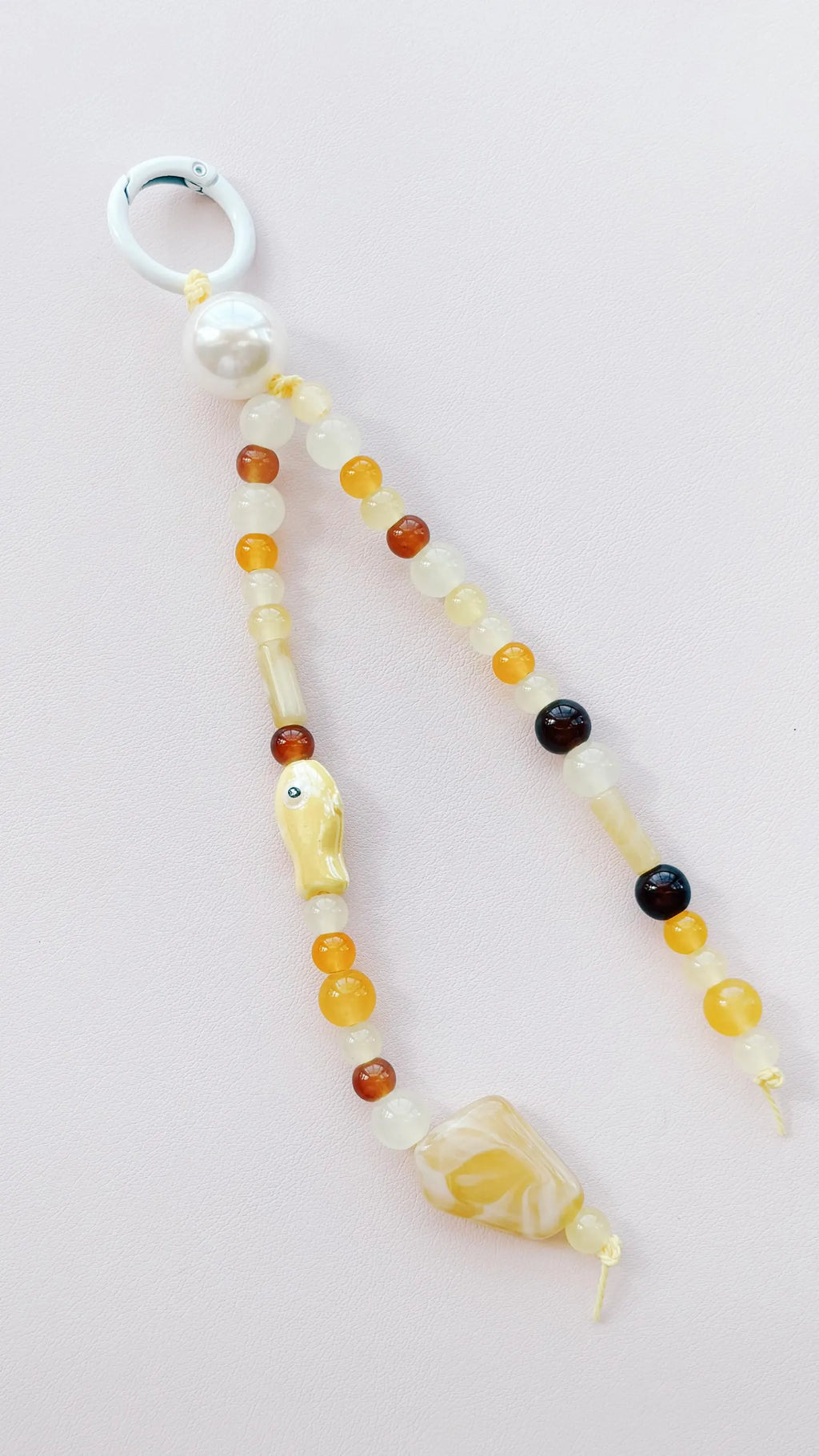 yellow brown fish beaded keychain bag charm
