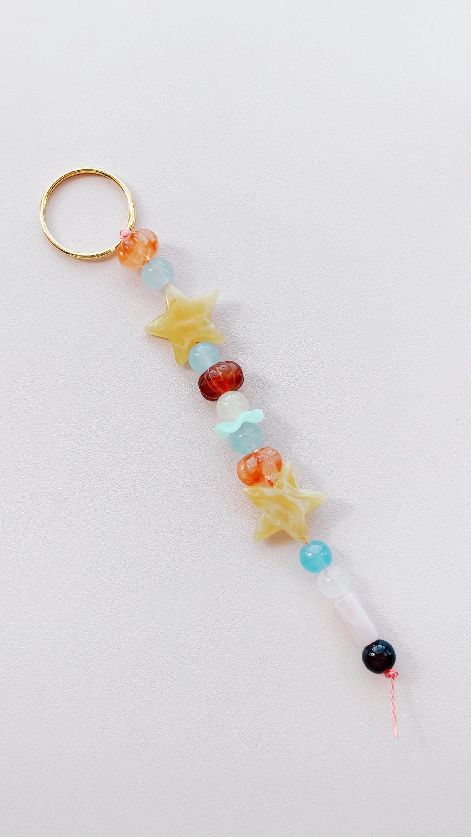 yellow star beaded keychain bag charm