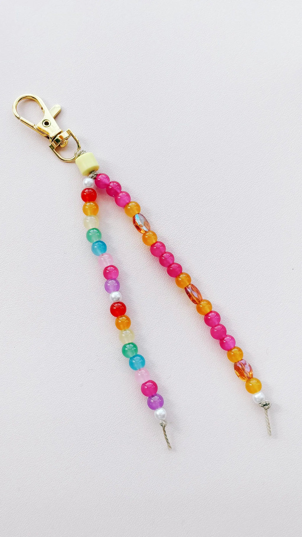 rainbow beaded keychain bag charm