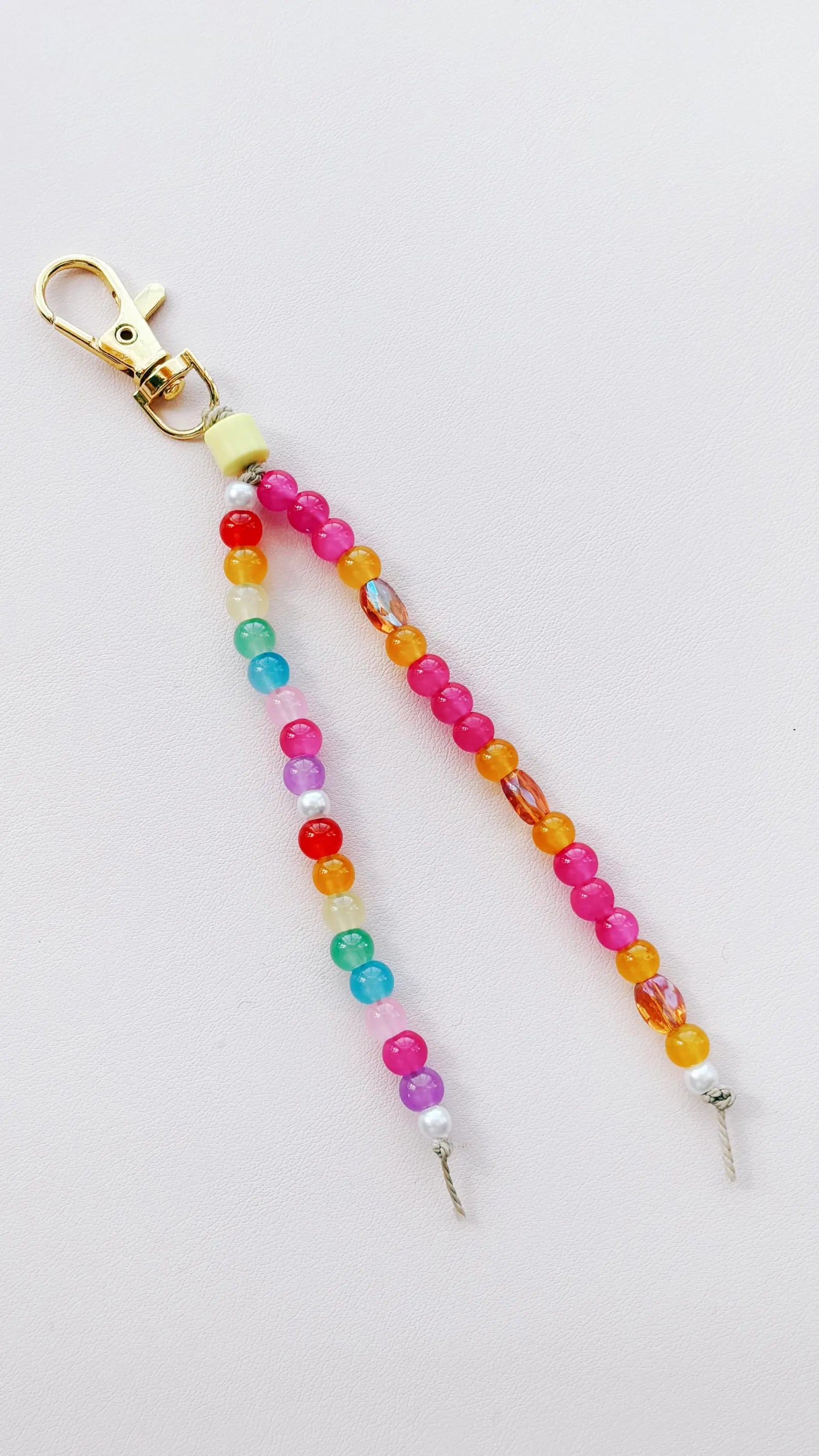 rainbow beaded keychain bag charm