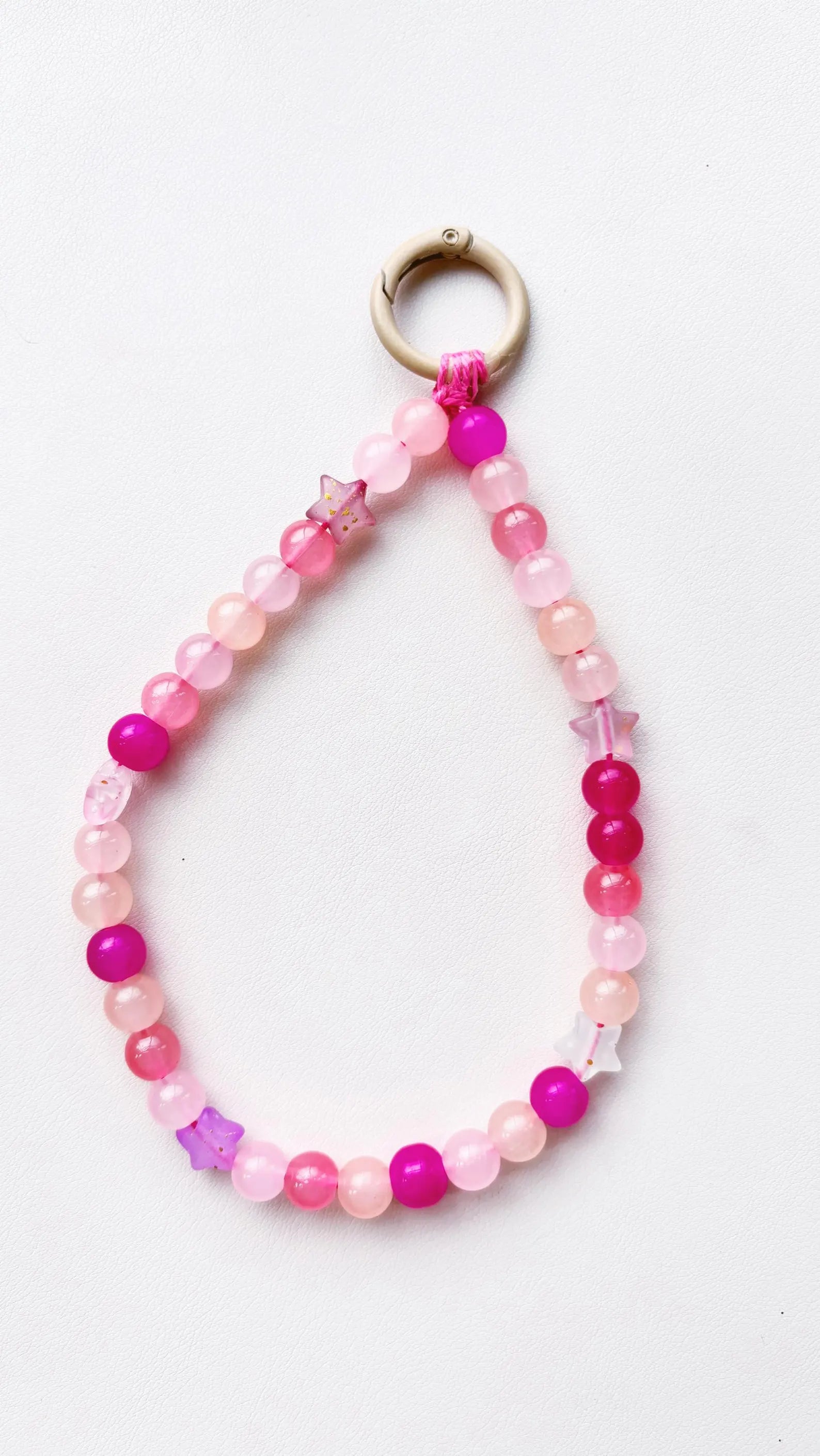 pink star beaded keychain bag charm