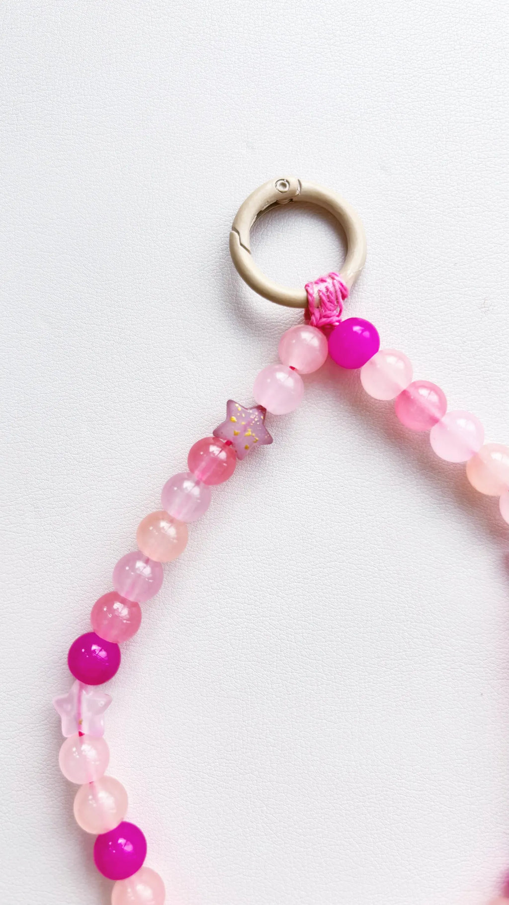 pink star beaded keychain bag charm