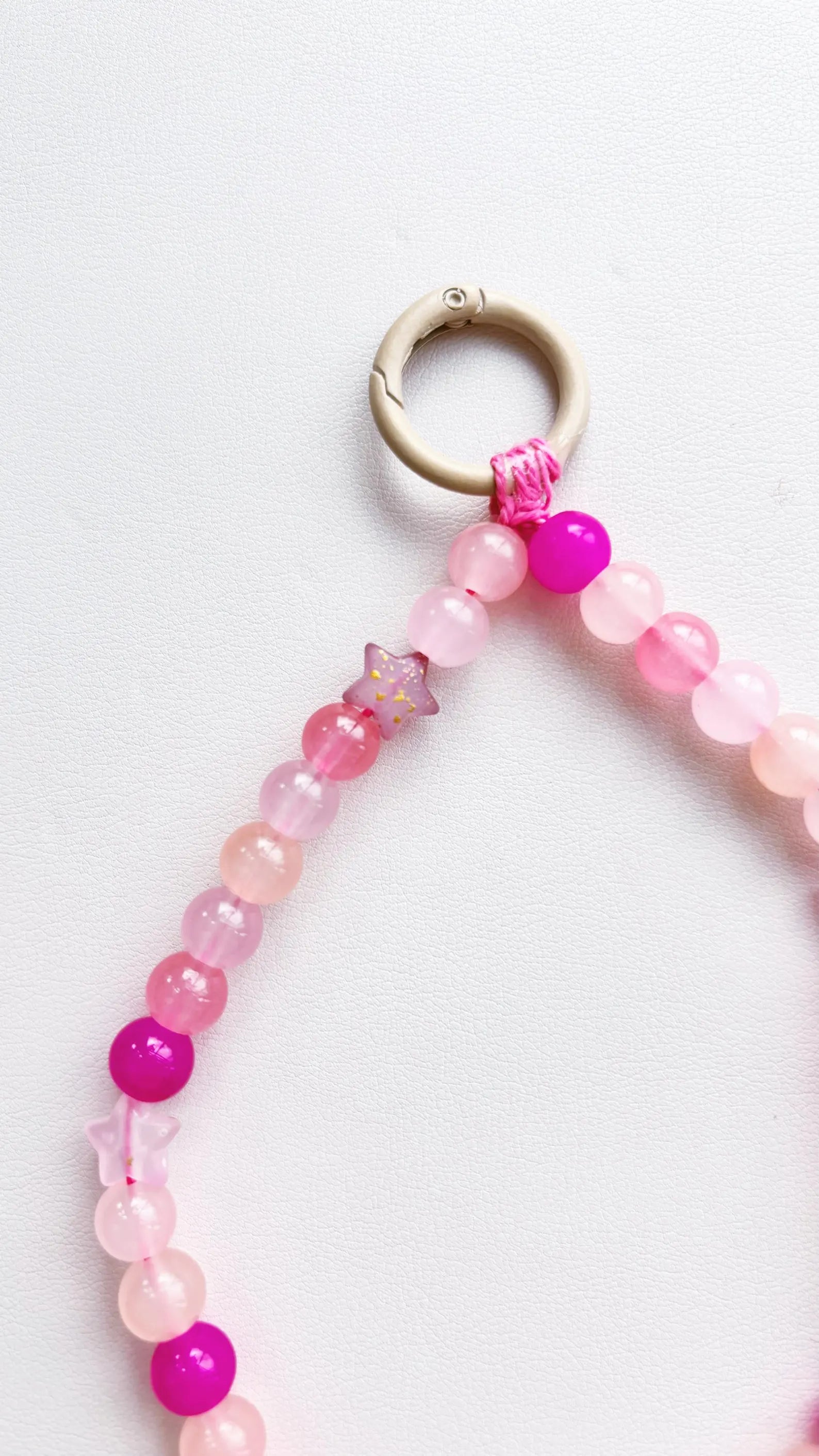 pink star beaded keychain bag charm