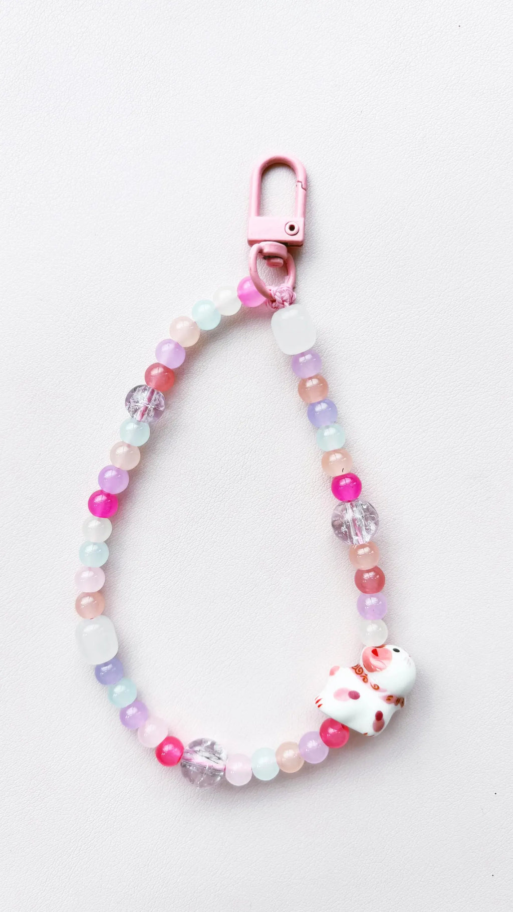 pink cat beaded keychain bag charm