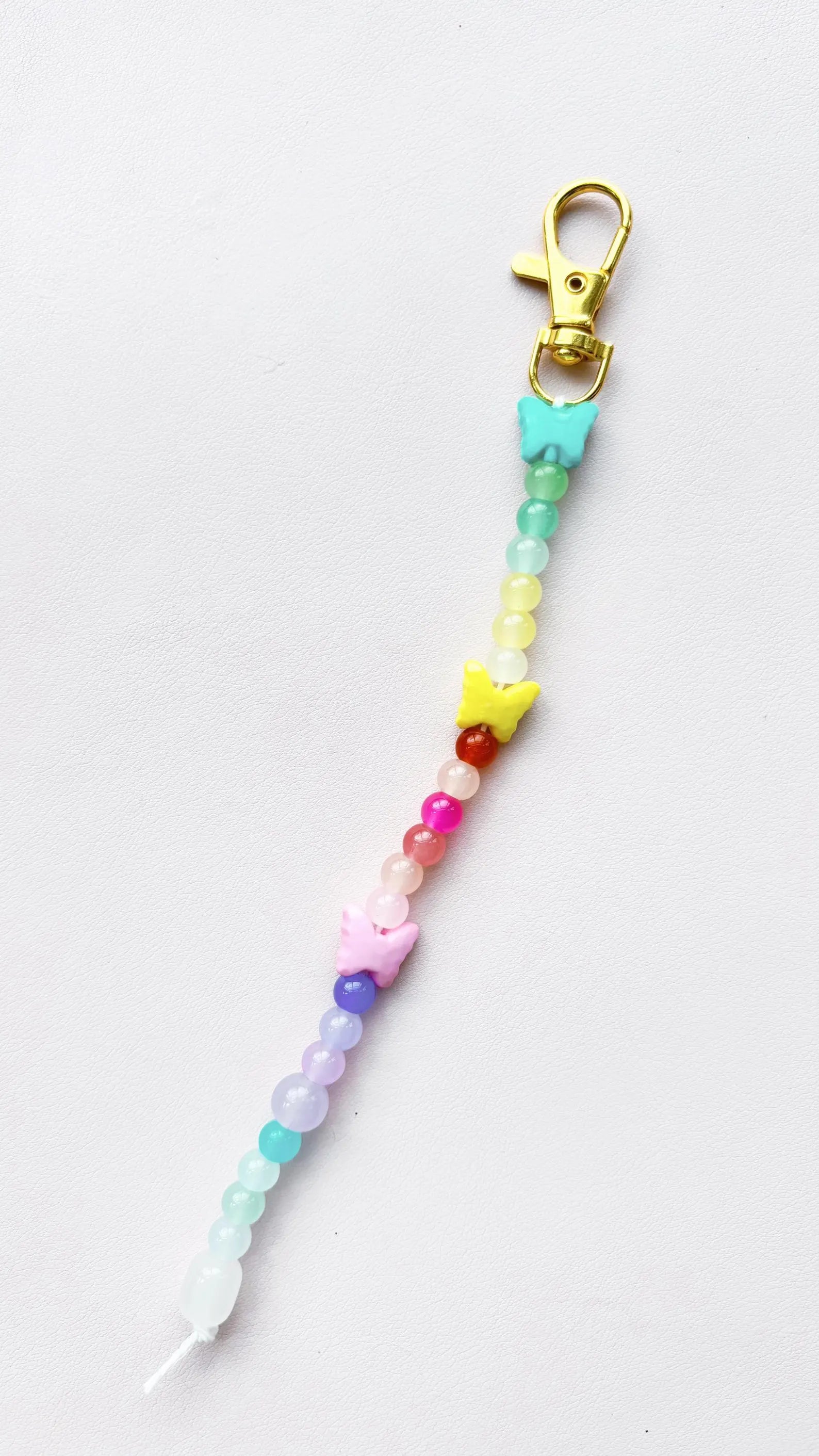 rainbow butterfly beaded keychain bag charm
