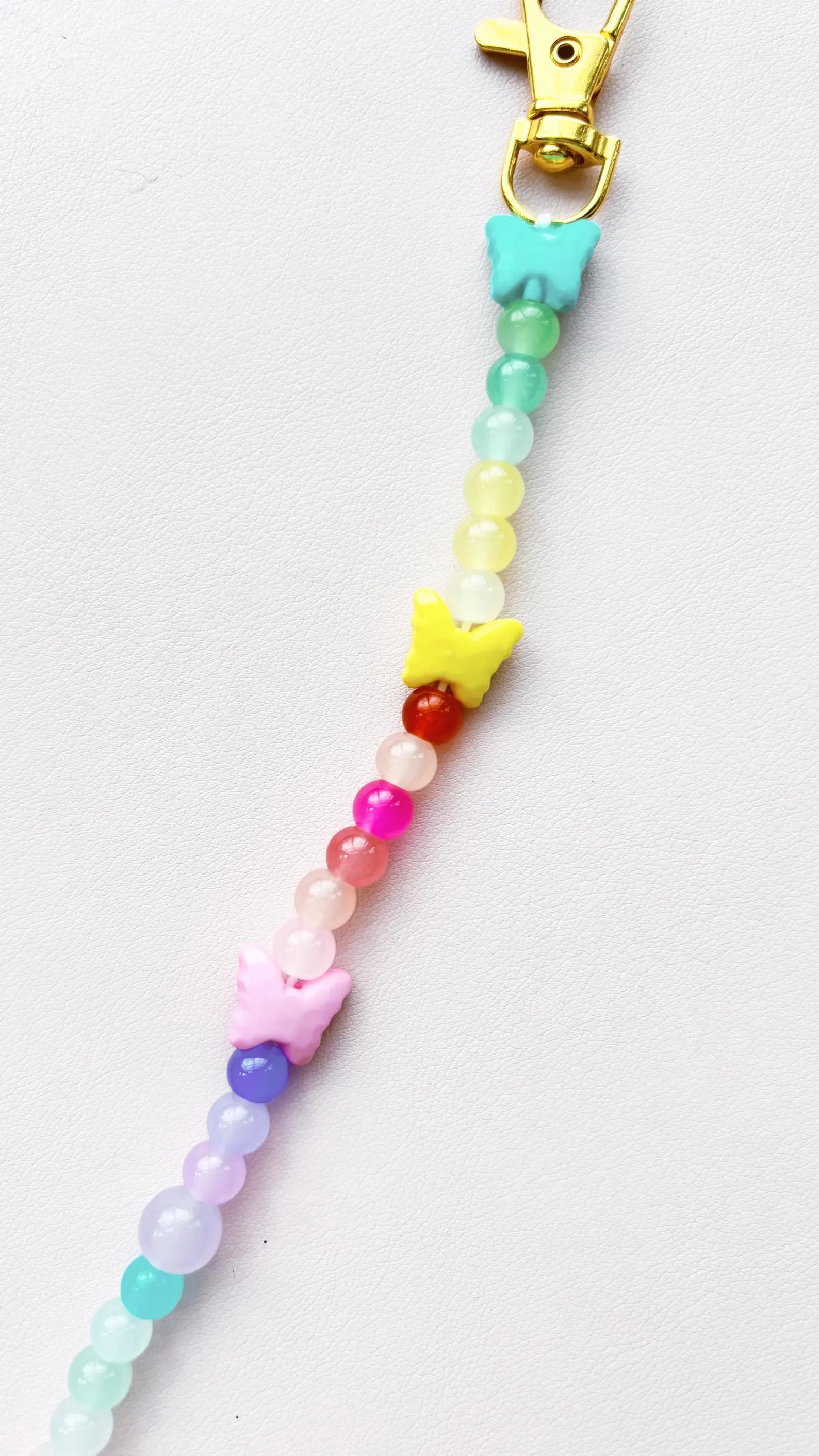 rainbow butterfly beaded keychain bag charm