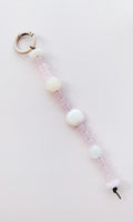 pink and cream beaded keychain bag charm