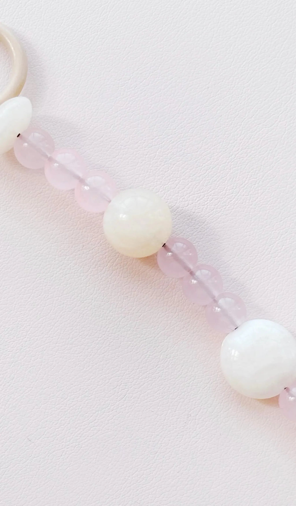 pink and cream beaded keychain bag charm
