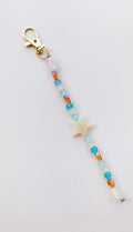 blue and yellow star beaded keychain bag charm