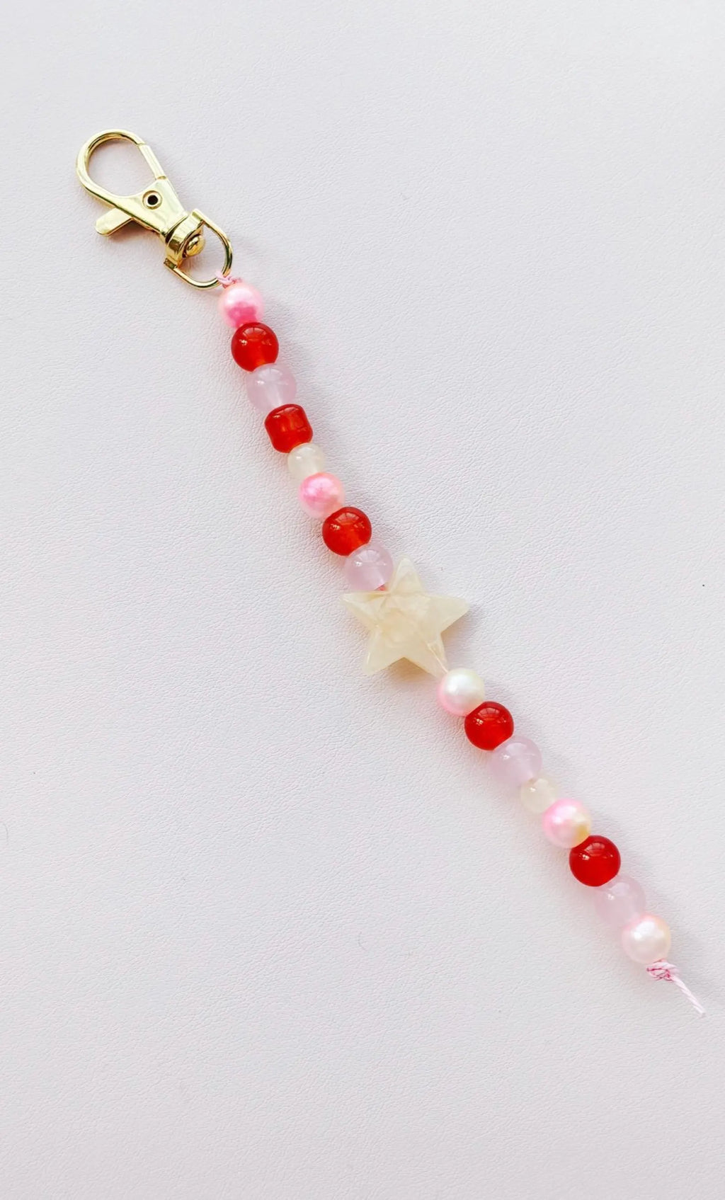 pink and yellow star beaded keychain bag charm