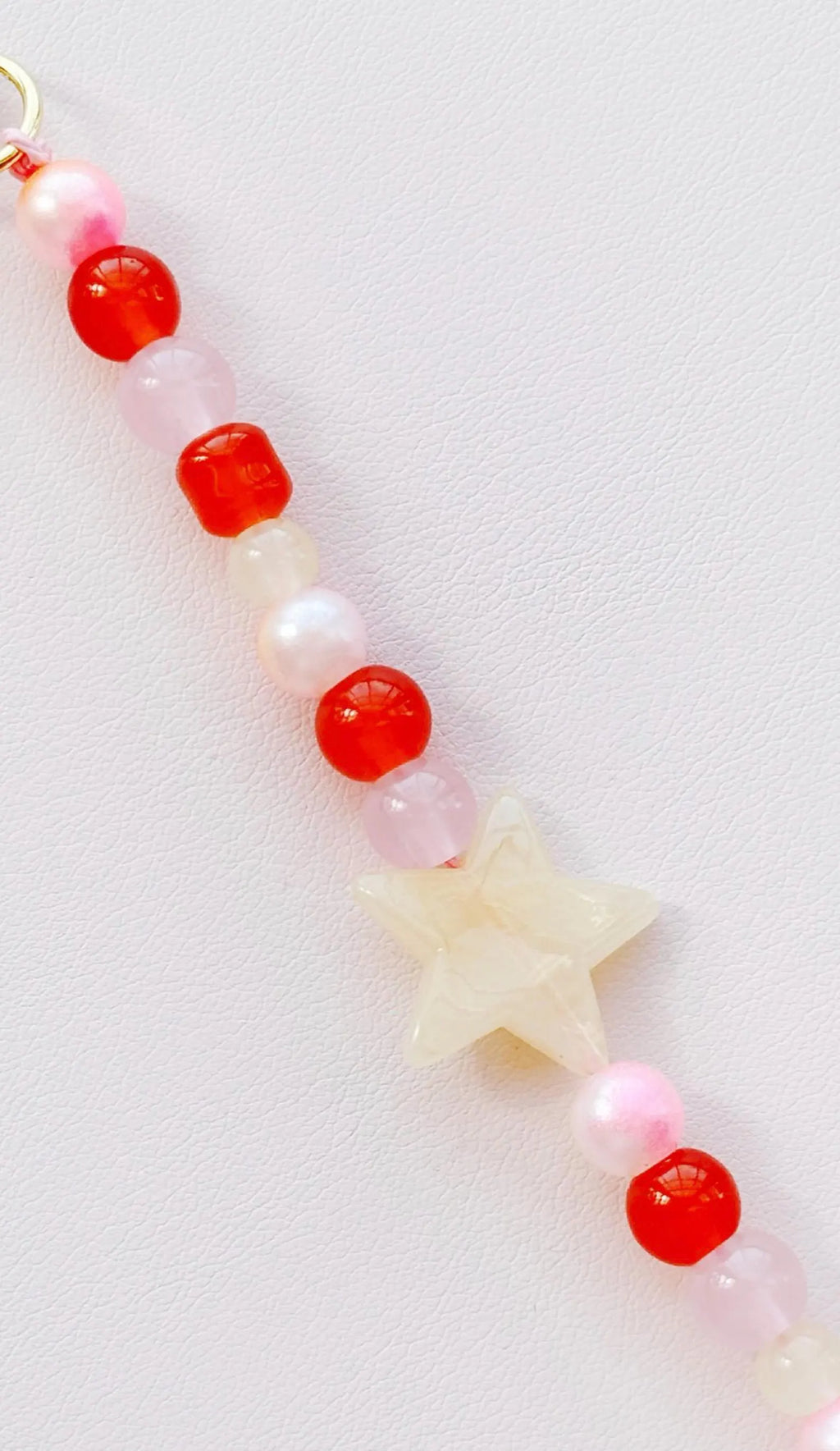 pink and yellow star beaded keychain bag charm